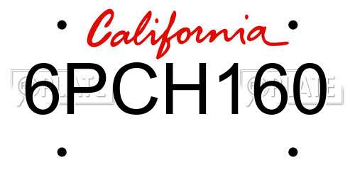 6PCH160 California License Plate