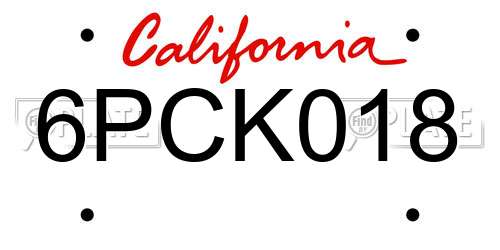 6PCK018 California License Plate