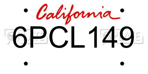 6PCL149 California License Plate