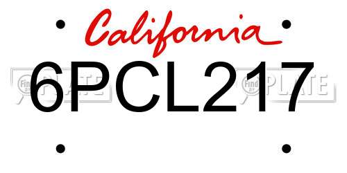 6PCL217 California License Plate