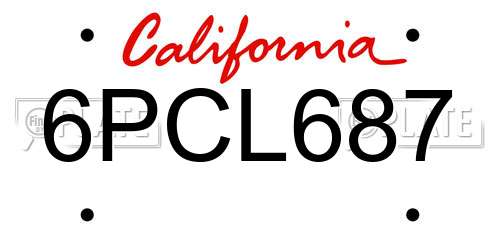 6PCL687 California License Plate