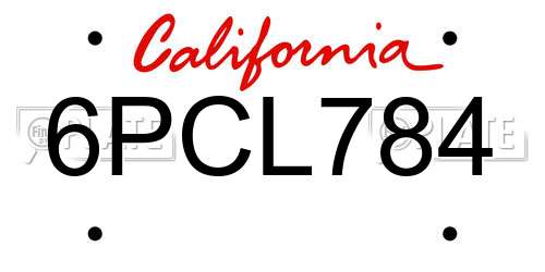 6PCL784 California License Plate