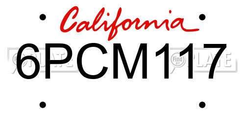 6PCM117 California License Plate