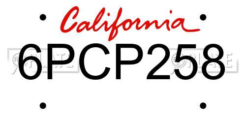 6PCP258 California License Plate