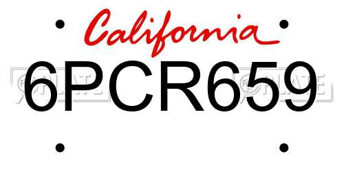 6PCR659 California License Plate