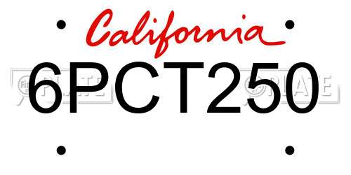 6PCT250 California License Plate