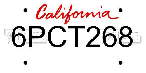 6PCT268 California License Plate