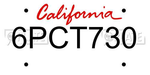 6PCT730 California License Plate