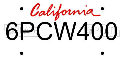 6PCW400 California License Plate