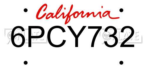 6PCY732 California License Plate