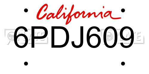 6PDJ609 California License Plate