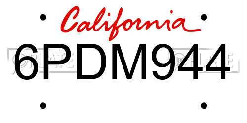 6PDM944 California License Plate