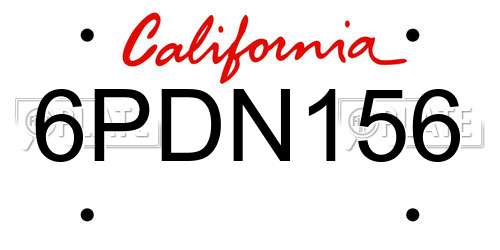 6PDN156 California License Plate