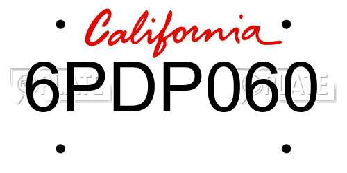 6PDP060 California License Plate