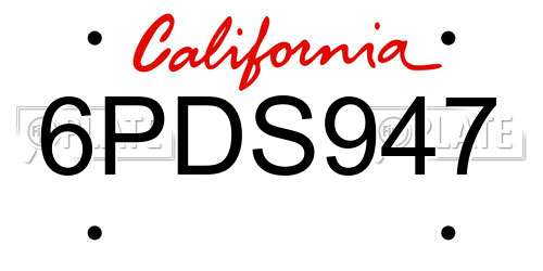 6PDS947 California License Plate