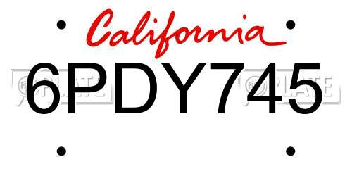 6PDY745 California License Plate