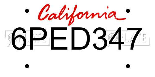 6PED347 California License Plate
