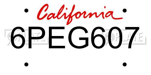 6PEG607 California License Plate
