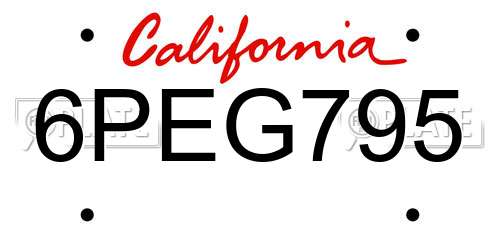 6PEG795 California License Plate
