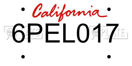 6PEL017 California License Plate