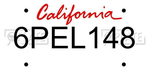 6PEL148 California License Plate