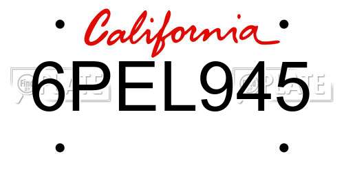 6PEL945 California License Plate