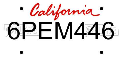 6PEM446 California License Plate