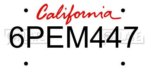 6PEM447 California License Plate