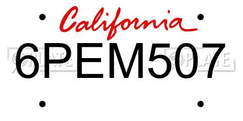6PEM507 California License Plate