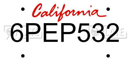 6PEP532 California License Plate