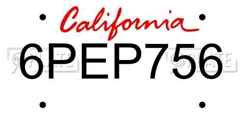 6PEP756 California License Plate