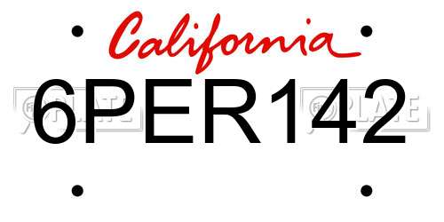 6PER142 California License Plate