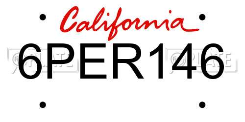 6PER146 California License Plate