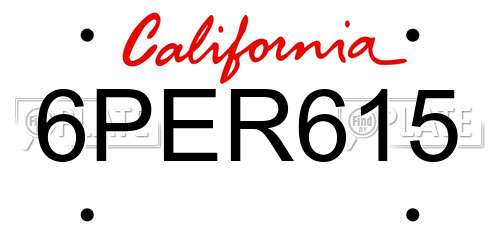 6PER615 California License Plate