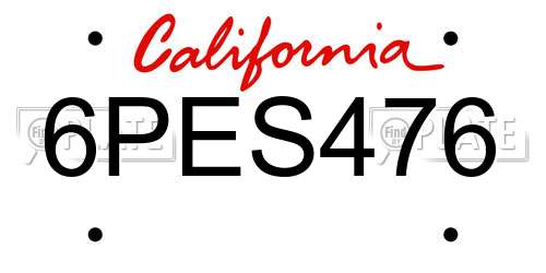 6PES476 California License Plate
