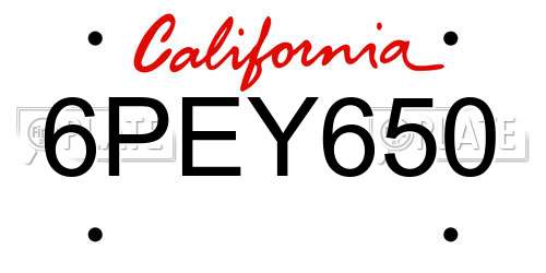 6PEY650 California License Plate