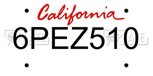 6PEZ510 California License Plate