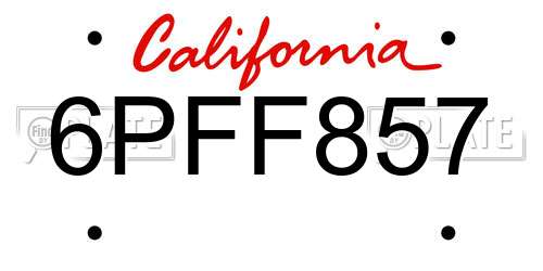 6PFF857 California License Plate