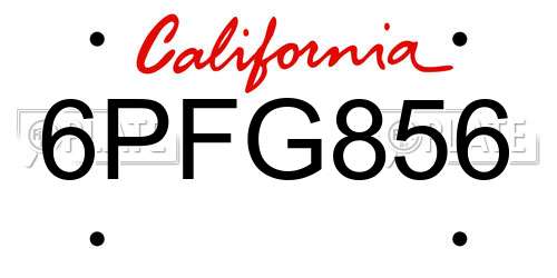 6PFG856 California License Plate