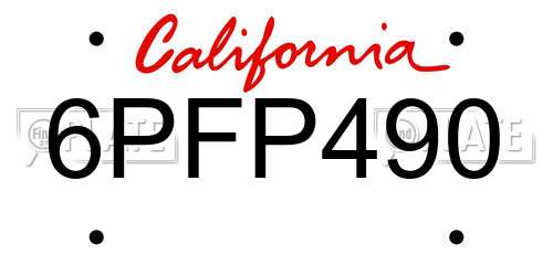 6PFP490 California License Plate