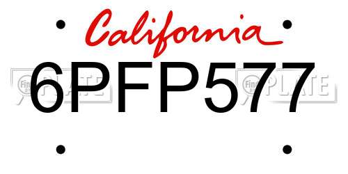 6PFP577 California License Plate