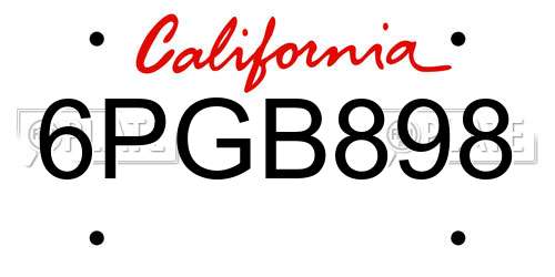 6PGB898 California License Plate