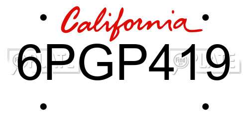 6PGP419 California License Plate