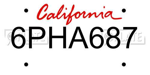 6PHA687 California License Plate