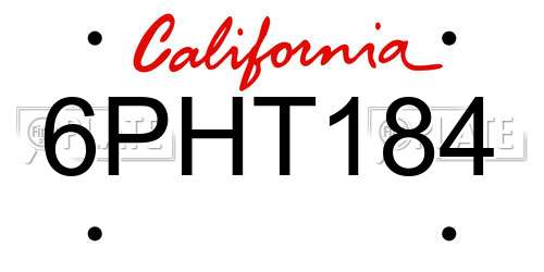 6PHT184 California License Plate