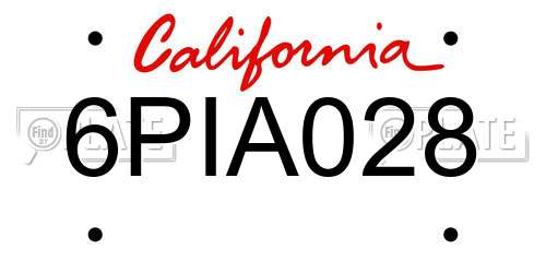 6PIA028 California License Plate