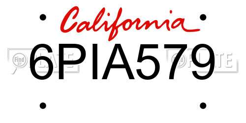 6PIA579 California License Plate