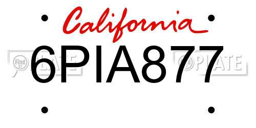 6PIA877 California License Plate