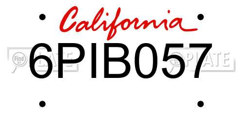 6PIB057 California License Plate