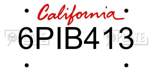 6PIB413 California License Plate